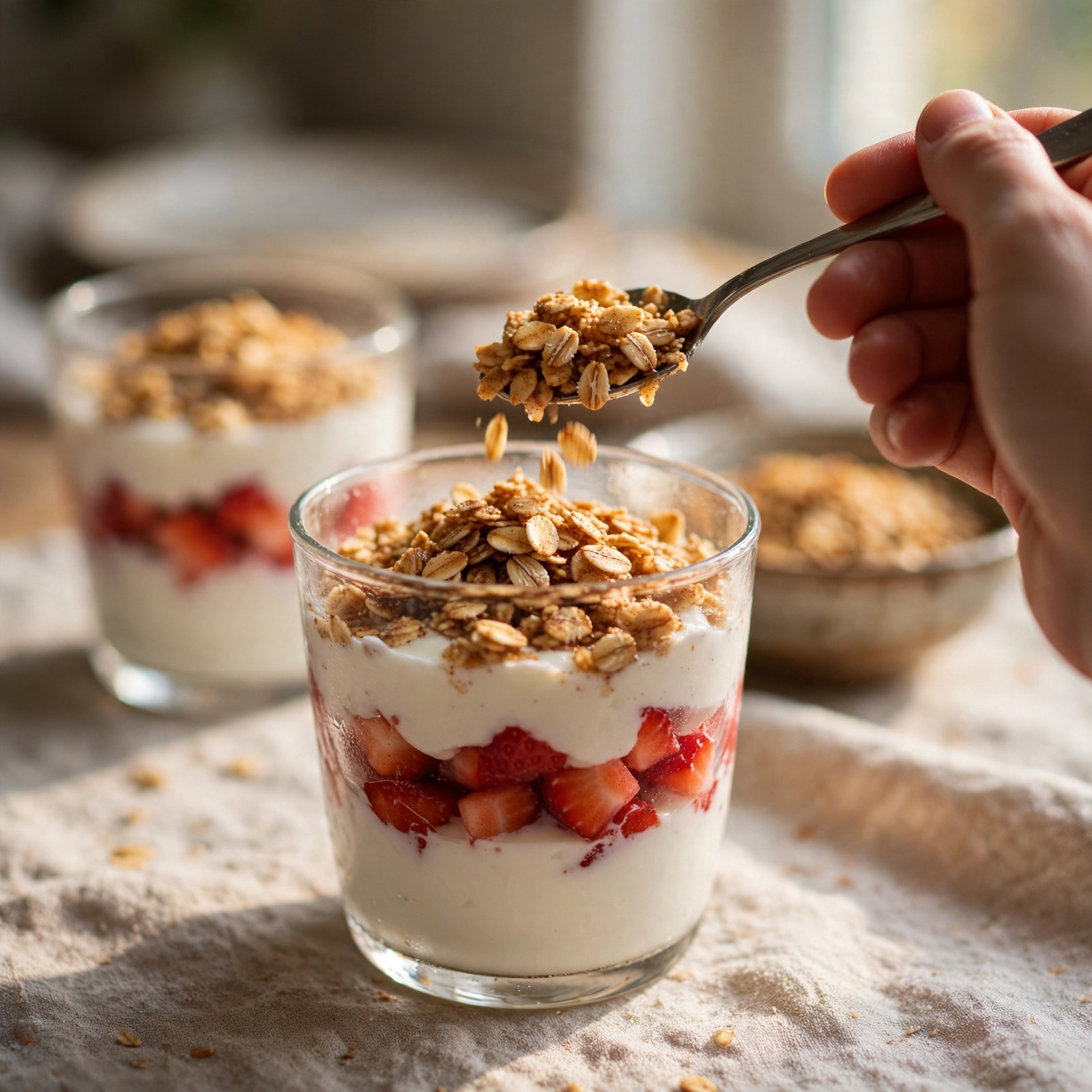 Strawberry Yogurt Dessert Cups with Toasted Oats — AI-generated dish image