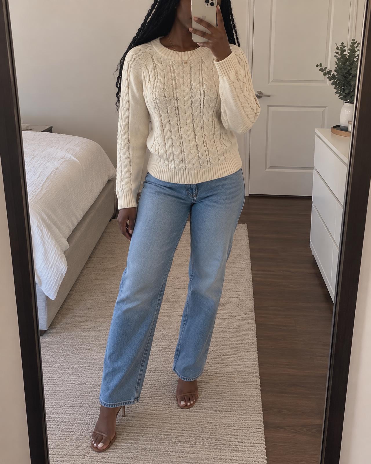 Cream Cable Knit Jumper with Chunky Braided Detail
