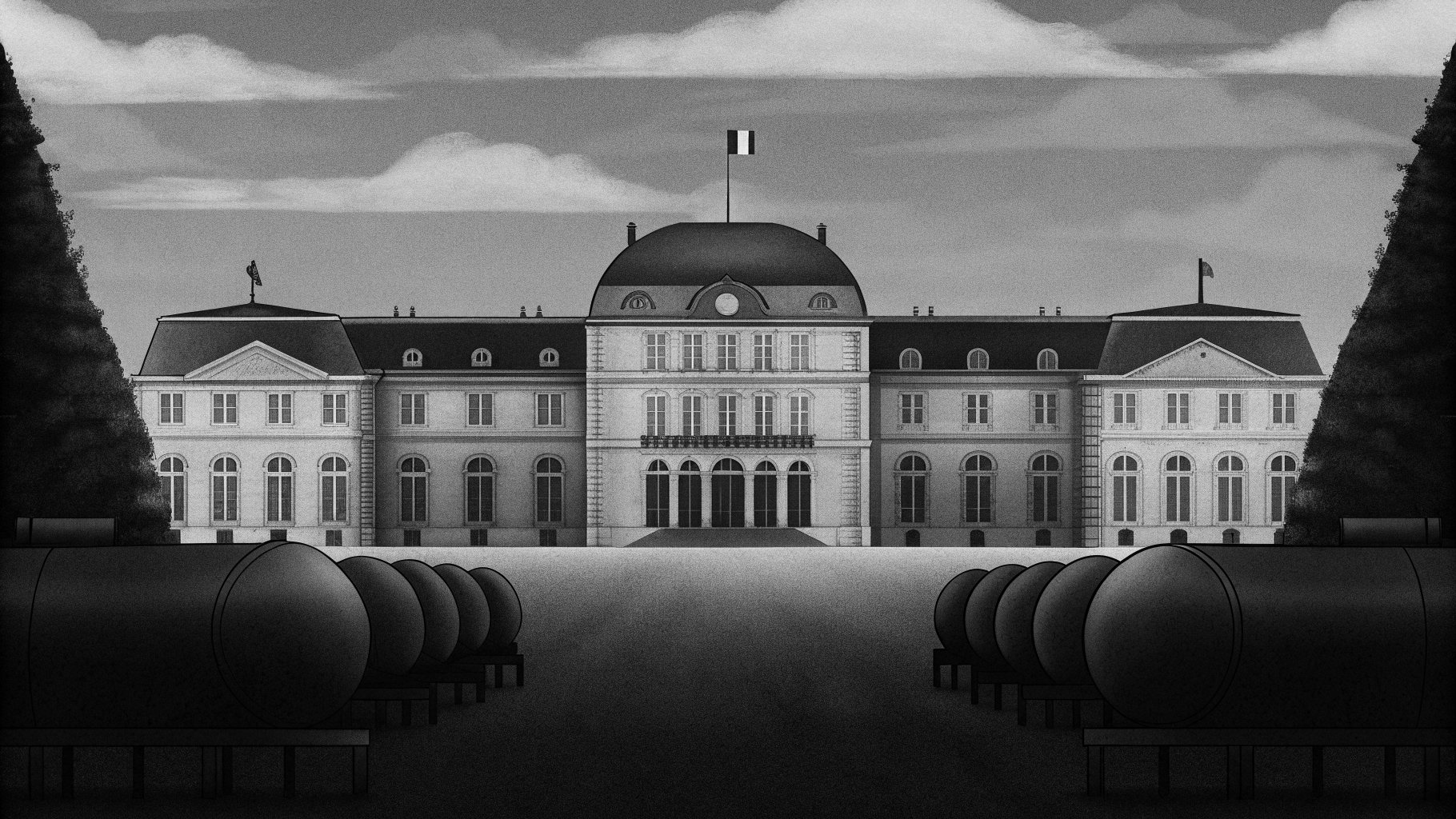 Illustration abstraite de réservoirs pétroliers associés à la France et à l’Élysée dans le contexte d’une libération coordonnée de stocks stratégiques.