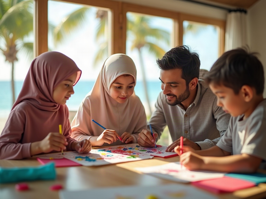 Infographic detailing factors for choosing a large family all-inclusive, including age of children, activity interests, flight duration, and budget considerations.