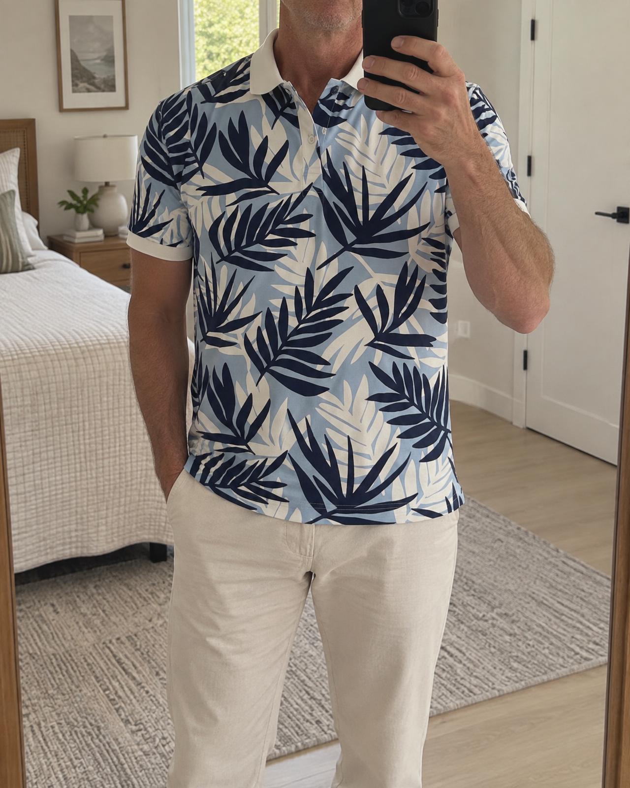 U.S. Polo Assn. Tropical Leaf Print Polo Shirt