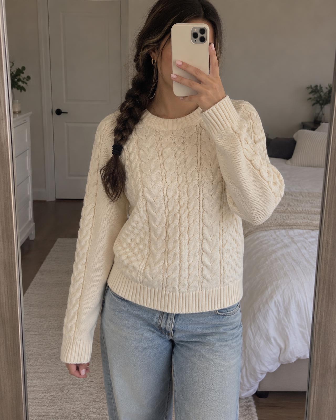 Cream Cable-Knit Jumper – Chunky Braided Knit, Very Good