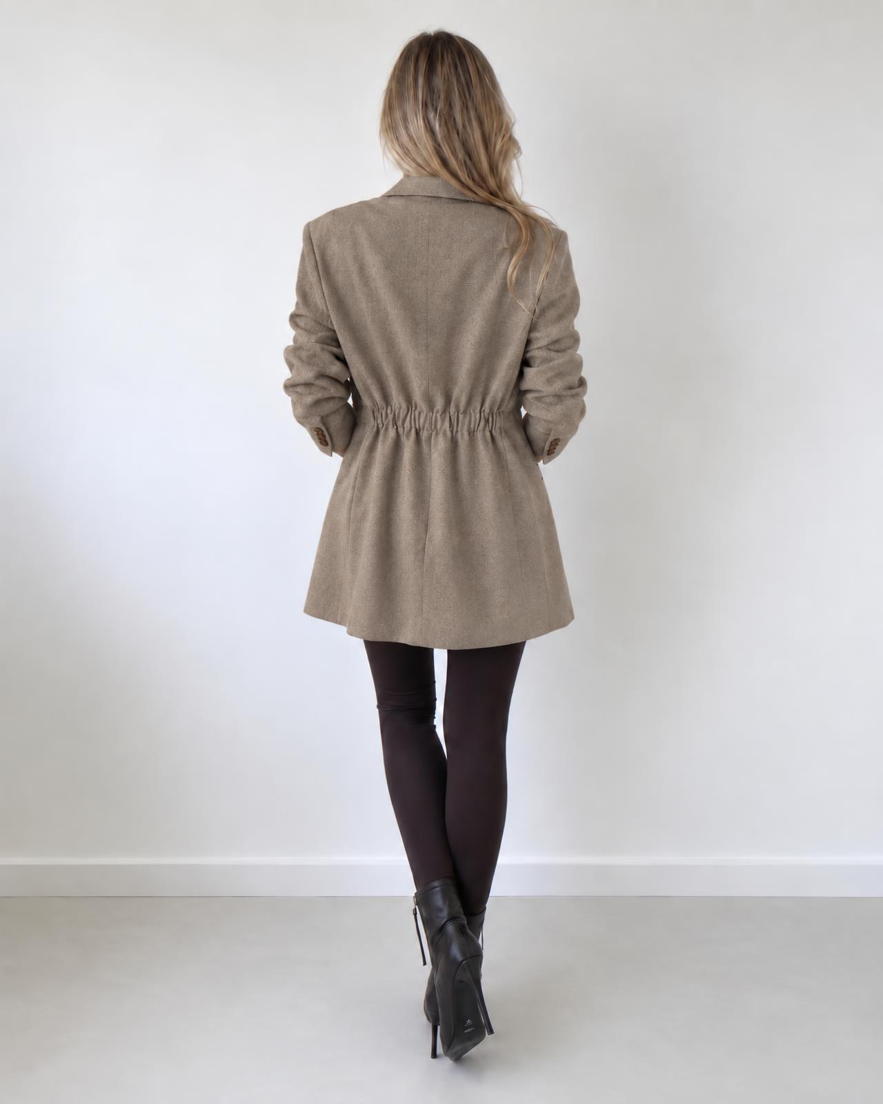 Taupe Beige Tailored Peplum Blazer Jacket