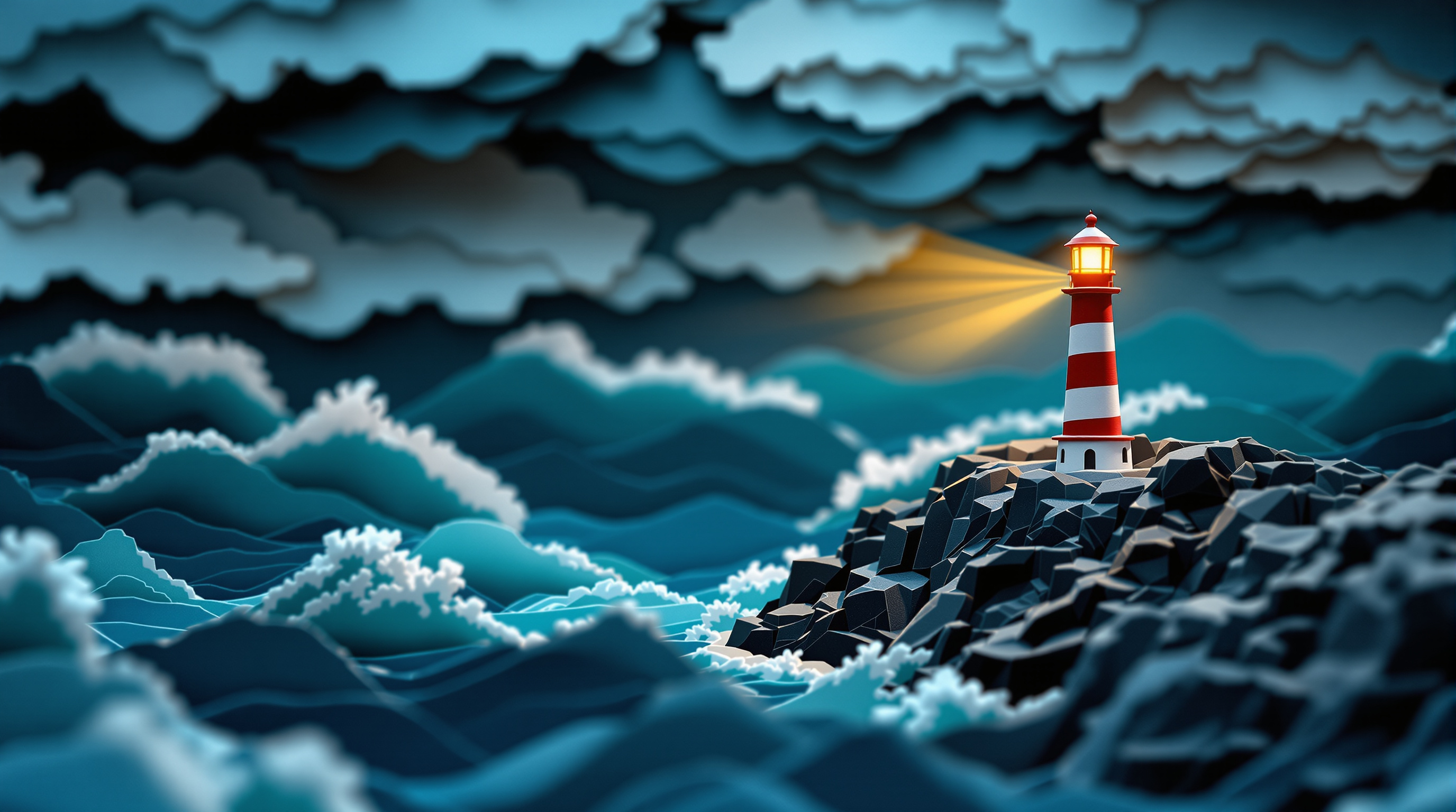Paper-Craft Lighthouse in a Storm