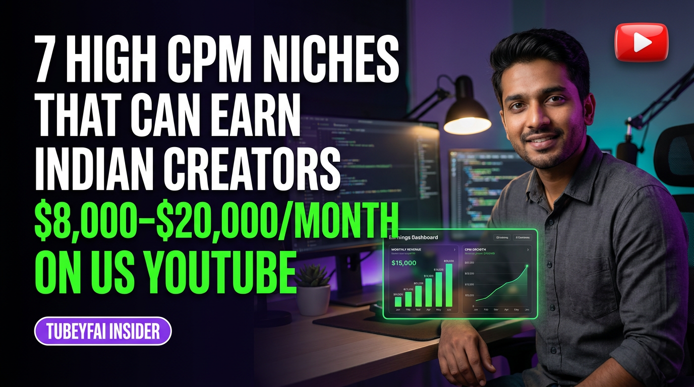 7 High CPM Niches That Can Earn Indian Creators $8,000–$20,000/Month on US YouTube
