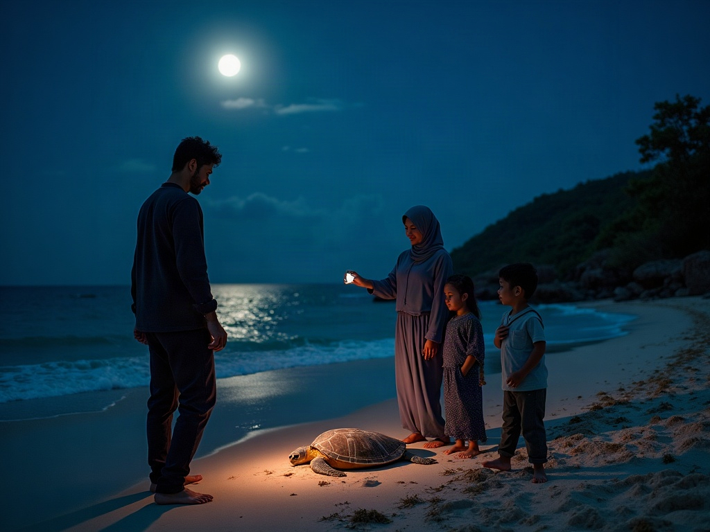 Image depicting tourists respectfully observing sea turtles from a distance, highlighting ethical viewing practices.