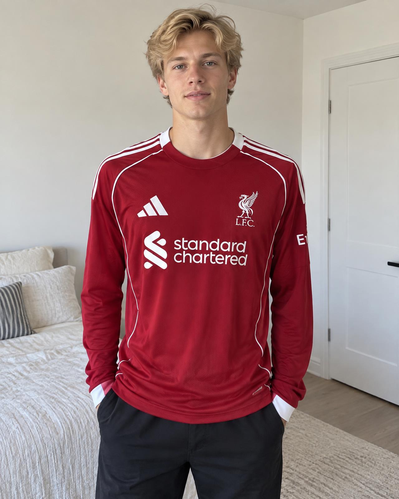 adidas Liverpool FC long sleeve football shirt red very good