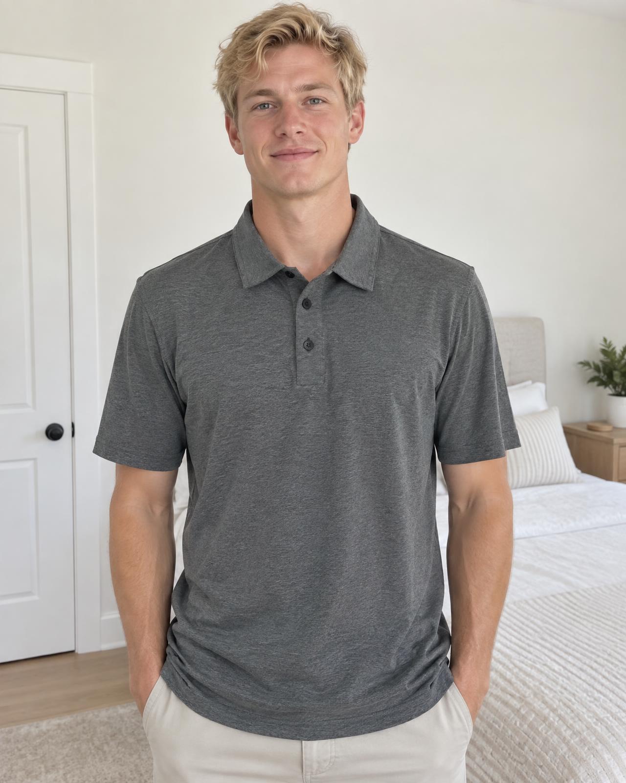 Charcoal Grey Short Sleeve Polo Shirt – Smart Casual Fit