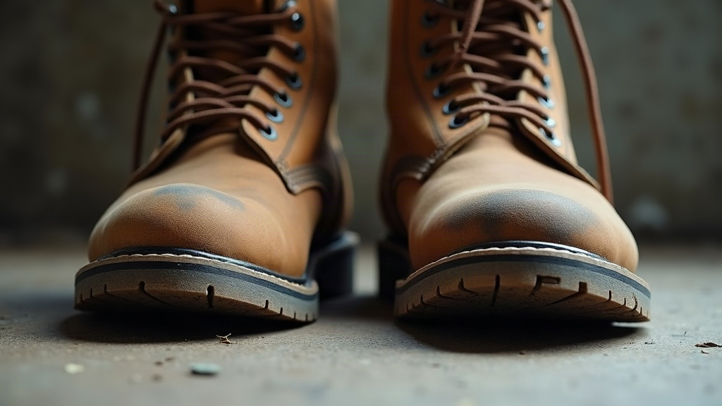 Worn-out midsole vs new work boot midsole comparison