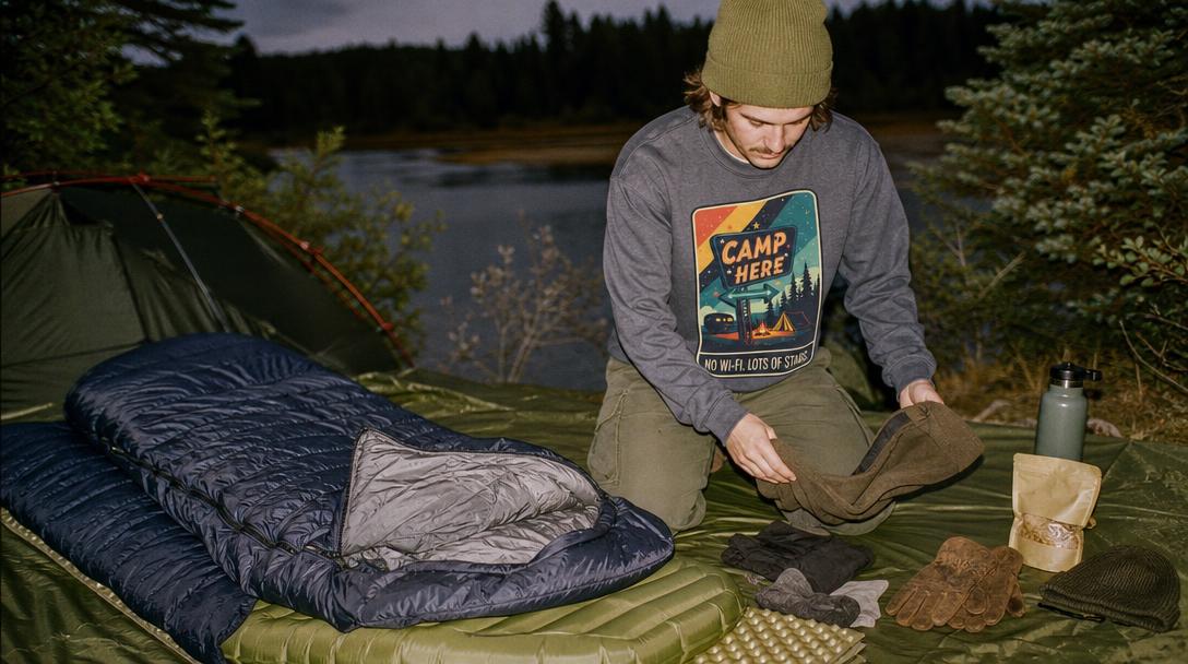 Best sleeping bag for cold conditions showing insulation layering