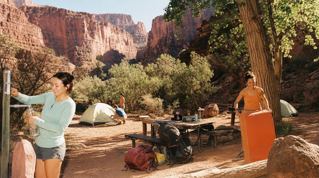 Grand Canyon backpacking gear laid out
