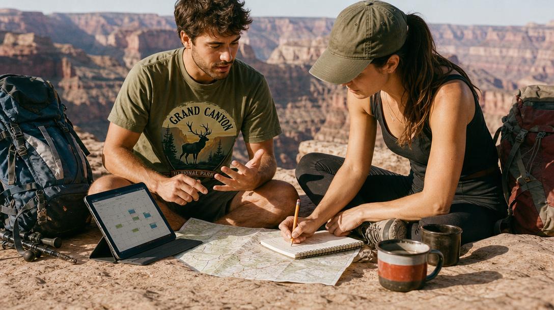 Grand Canyon permit process board