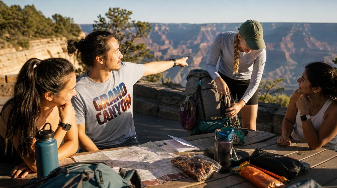 Grand Canyon backpacking below the rim trail view