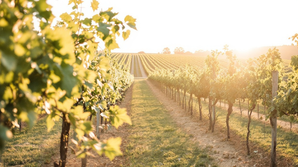 Vineyard rows at golden hour in Paso Robles, California