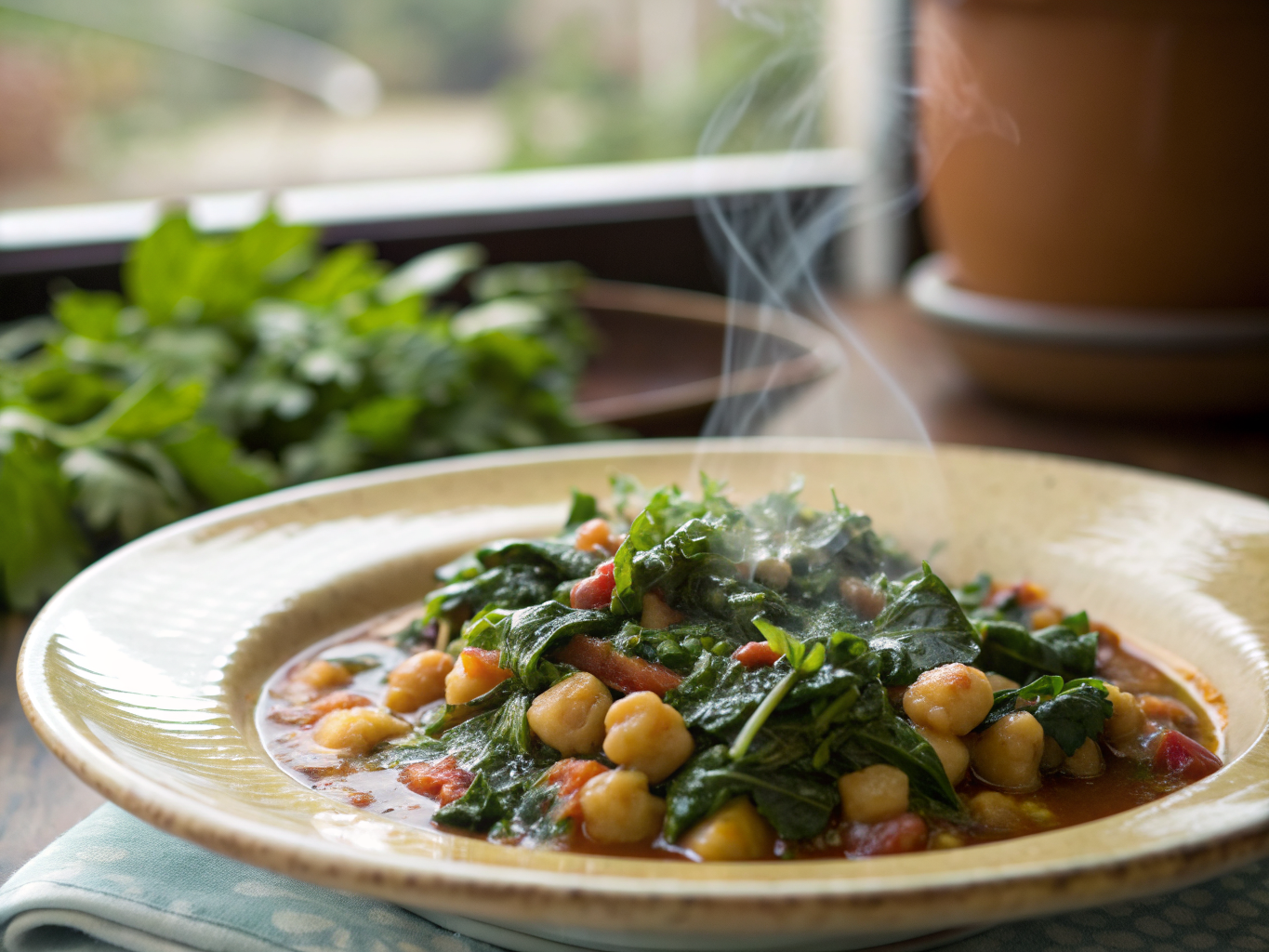 Lebanese Spinach and Chickpea Stew