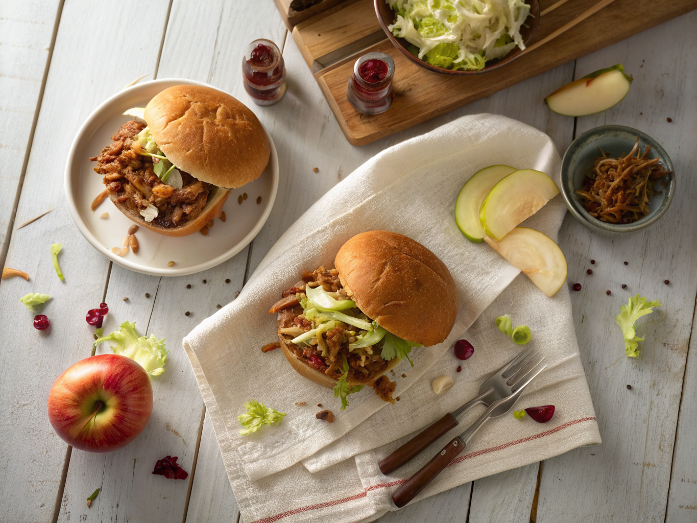 Smoky Maple-Bourbon Pulled Pork Sandwiches with Apple Slaw