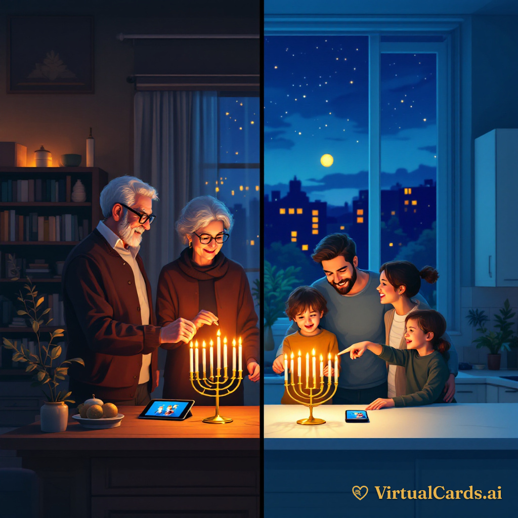 900 miles apart.
Still celebrating in the same light. -- Hanukkah card