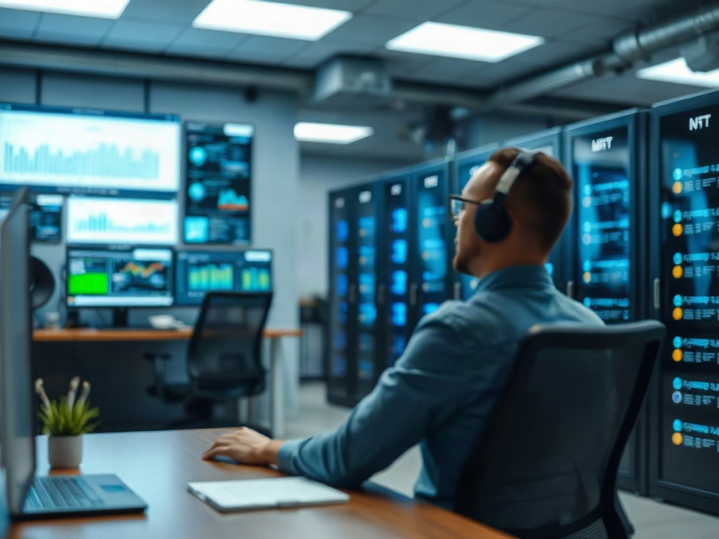 Illustration of a person analyzing cost savings with self-hosted server setup for financial benefits