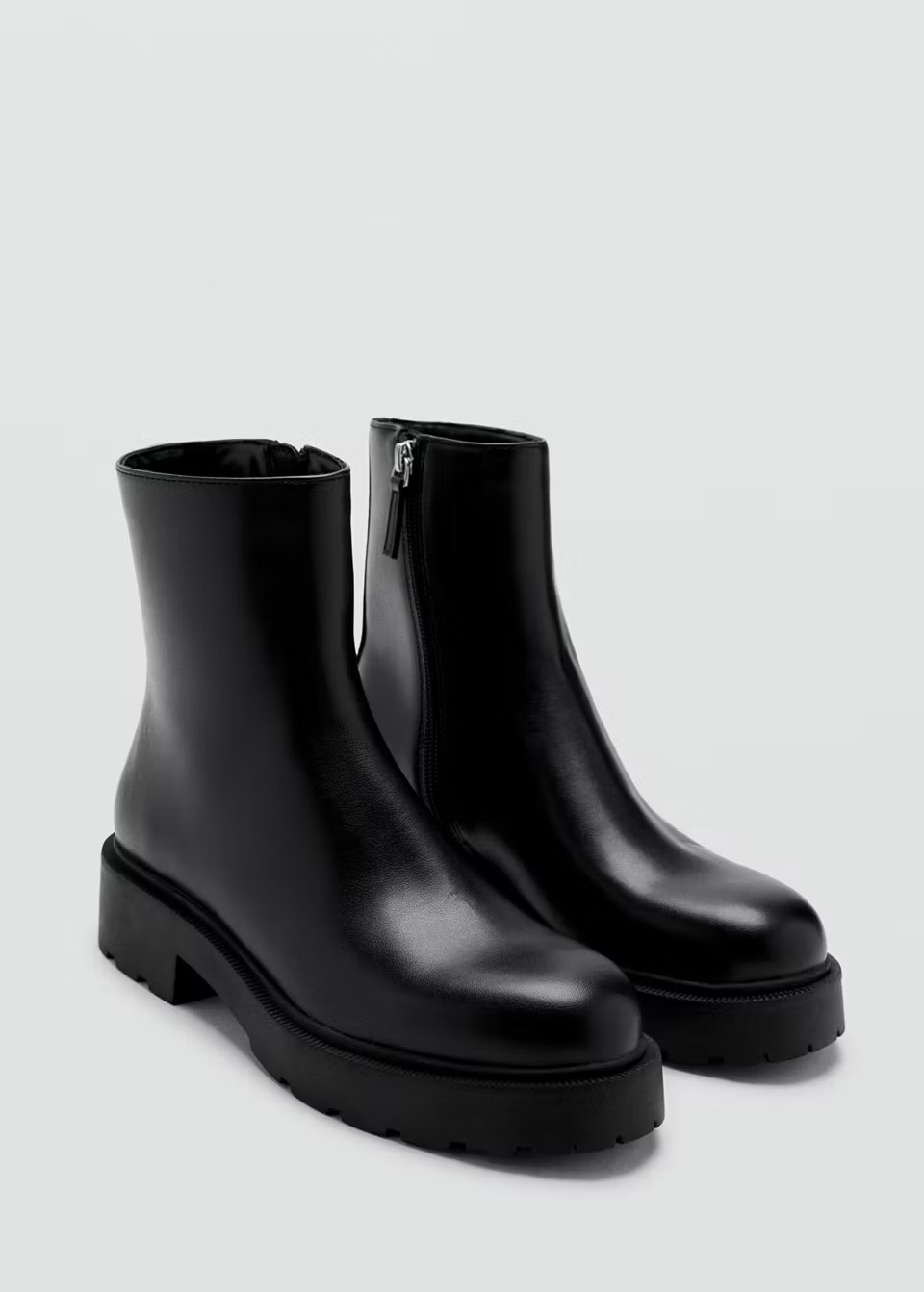 mango, FAUX LEATHER ANKLE BOOT WITH ROUND TOE