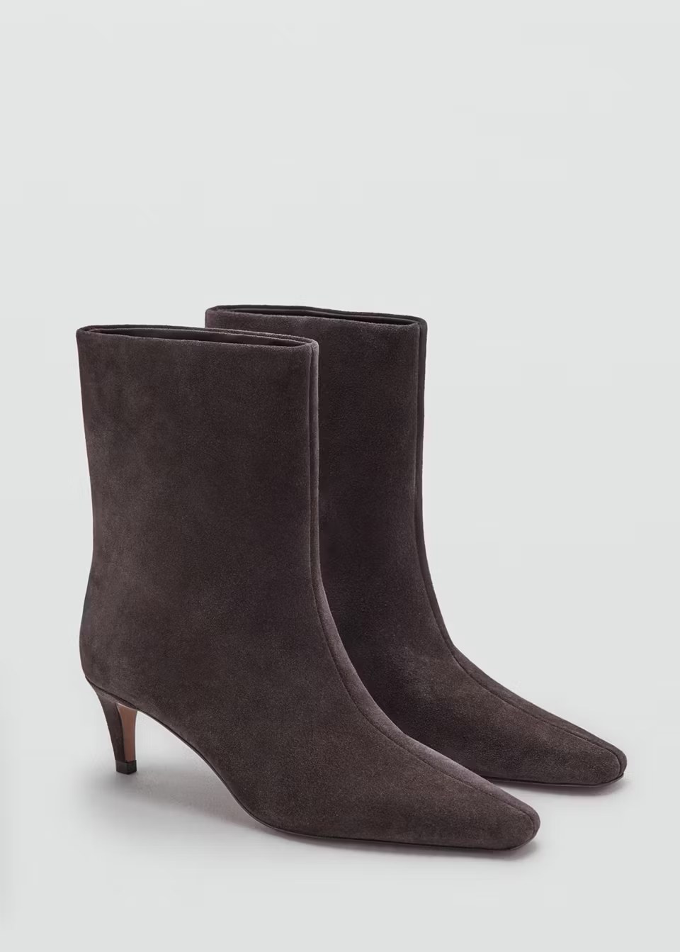 mango, SQUARE-TOE SUEDE HEELED ANKLE BOOT