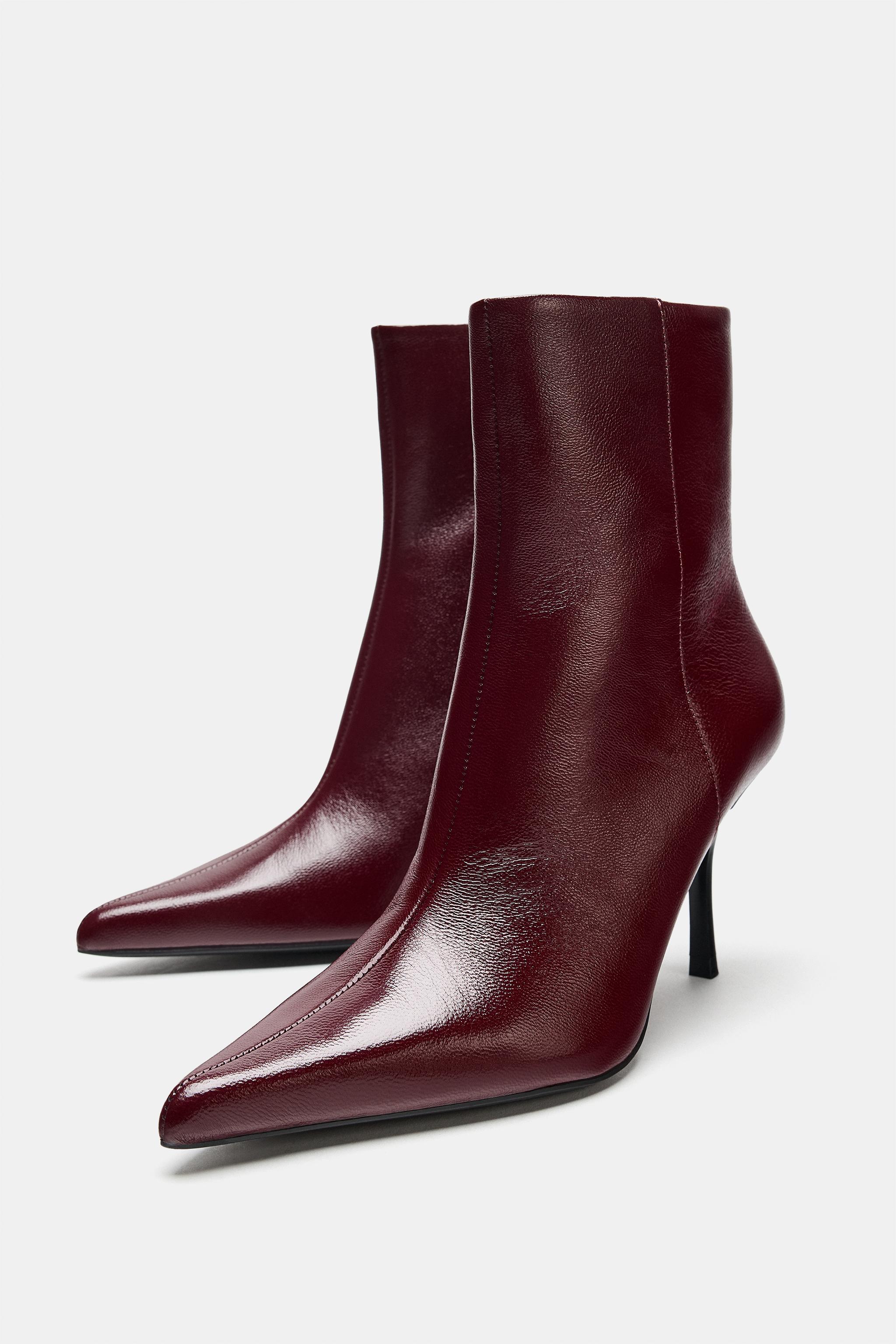 zara, LEATHER HEELED BOOTIES