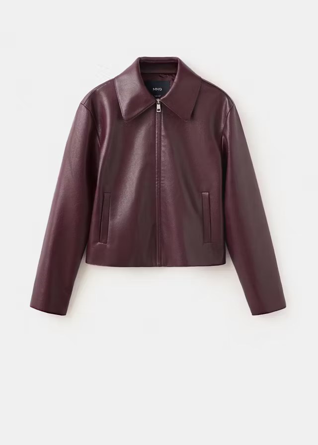 mango, FAUX LEATHER ZIP-UP JACKET