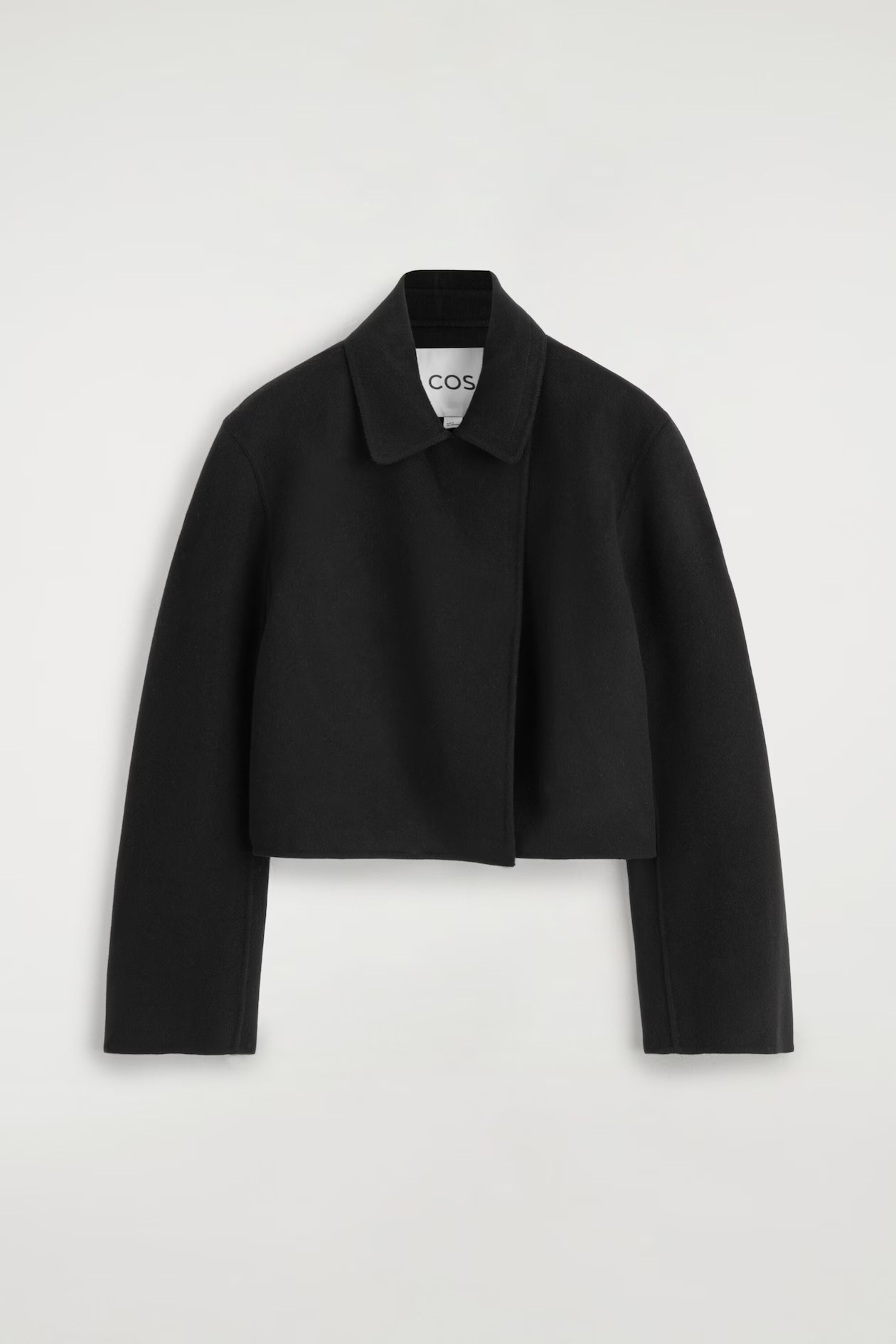 cos, OVERSIZED CROPPED DOUBLE-FACED WOOL JACKET