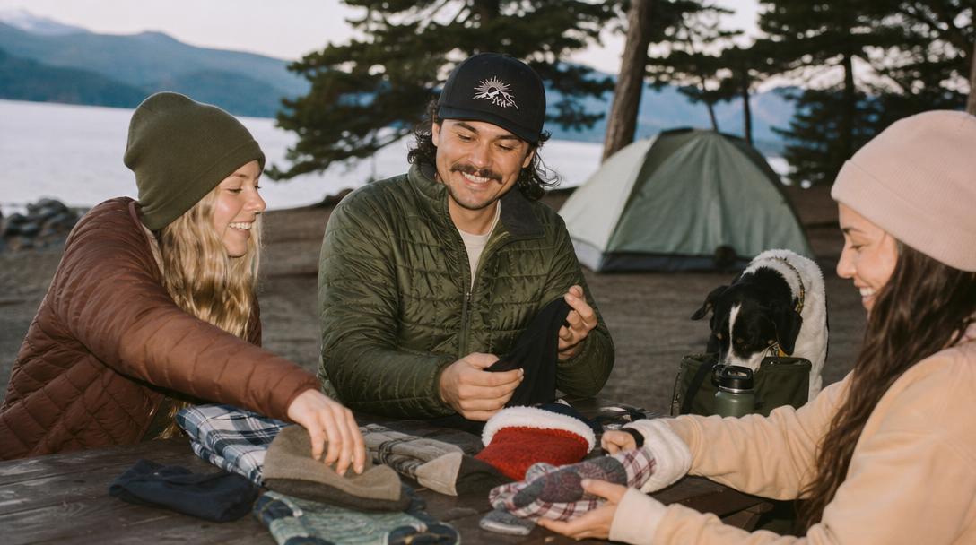 Various hiking gear arranged for gift ideas