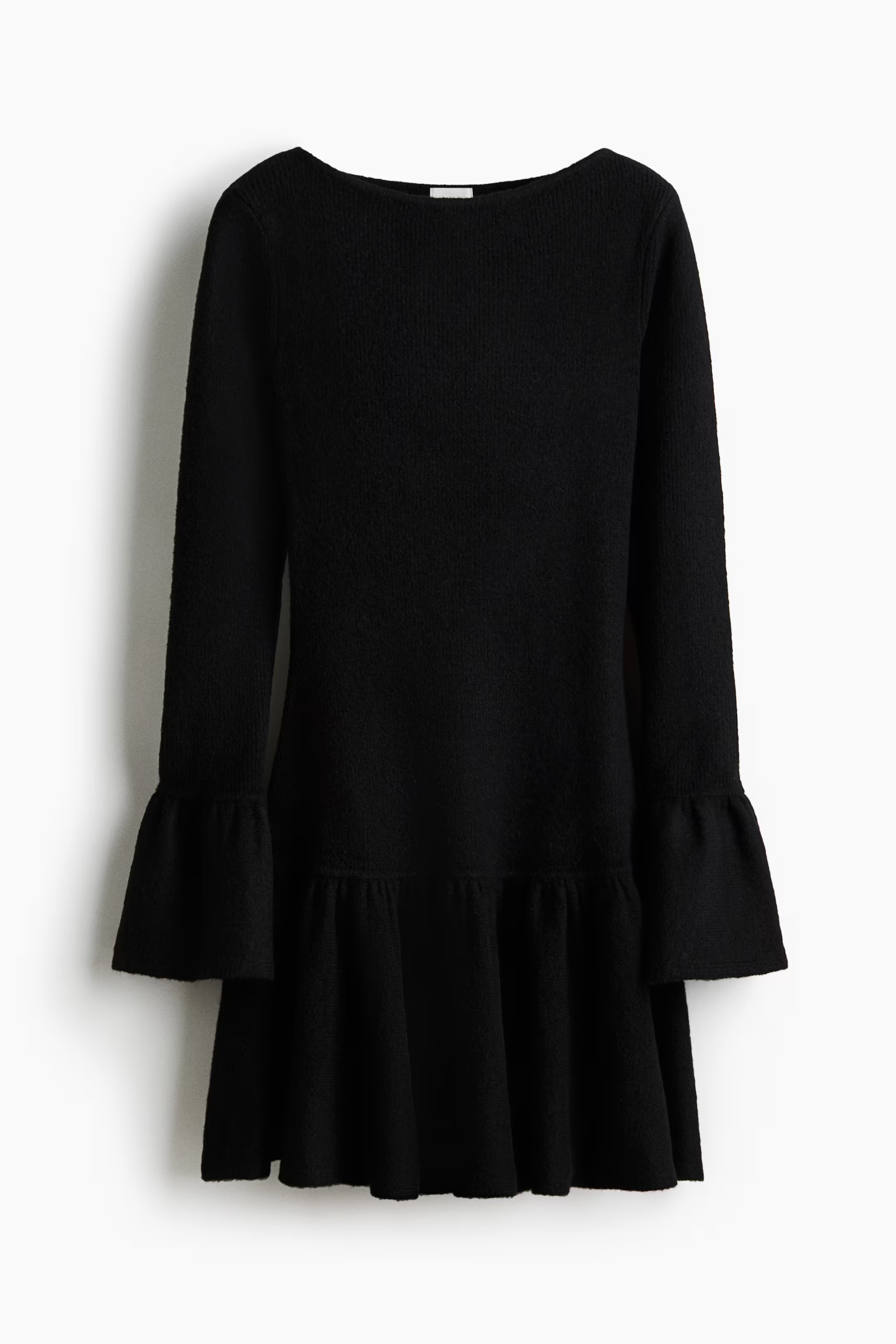 h&M, FLOUNCED RIB-KNIT DRESS