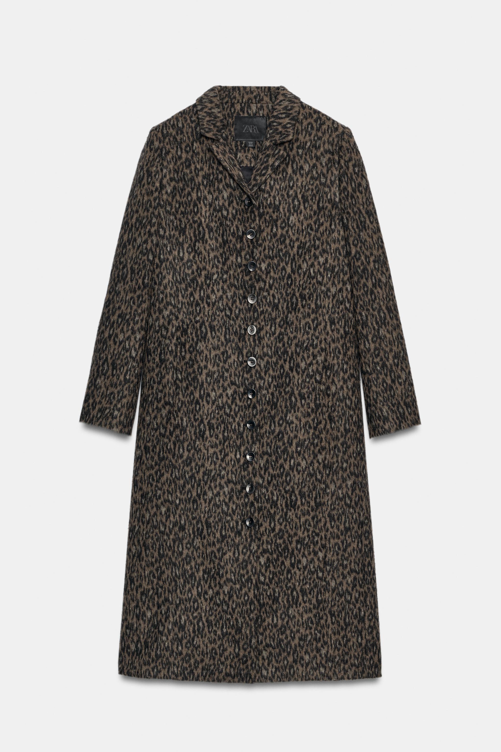 zara, ANIMAL PRINT LONG COAT ZW COLLECTION