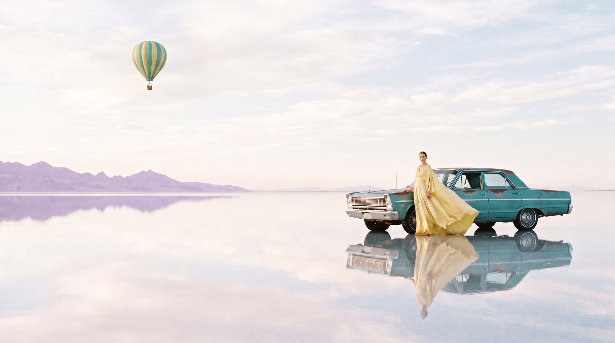 Nano Banana 2.1 mask-based edit with hot-air balloon on a salt flat
