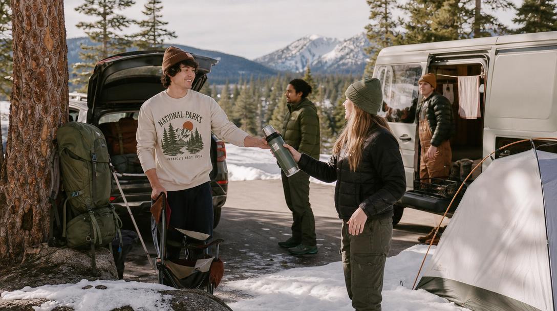 Winter camping jackets layered system