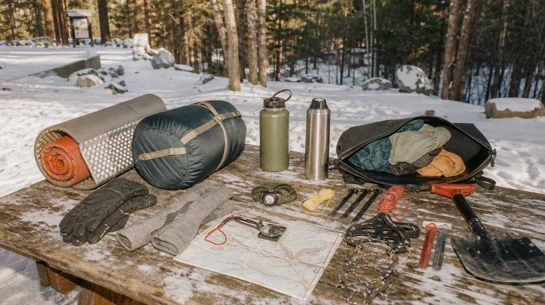 Temperature based winter camping checklist modules