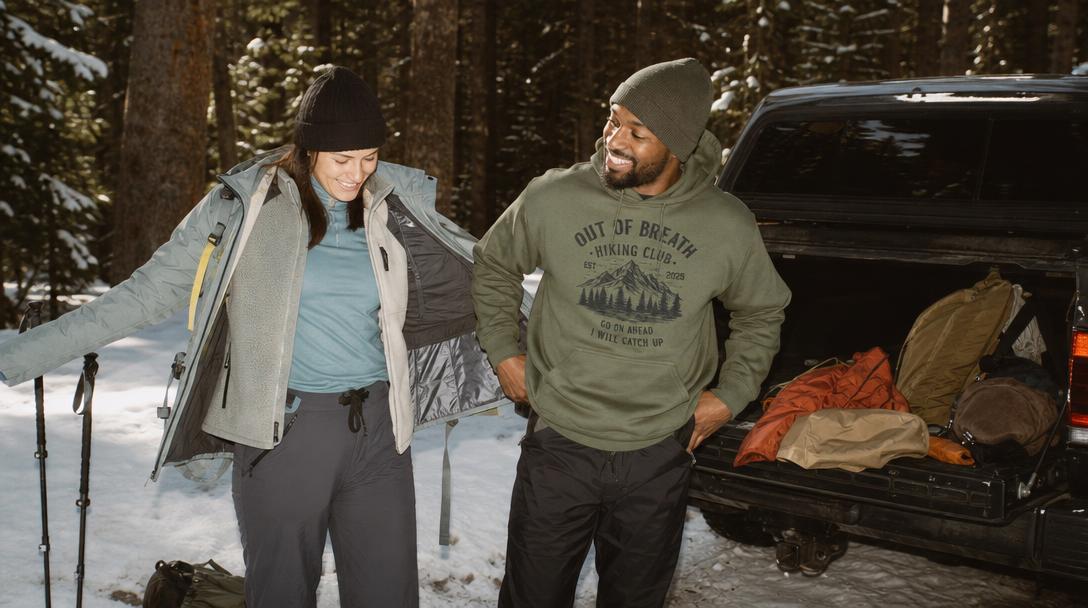 Printable winter camping checklist with snow camping gear