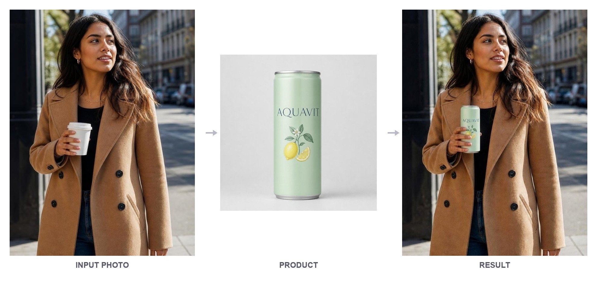 Product holding, input photo to result
