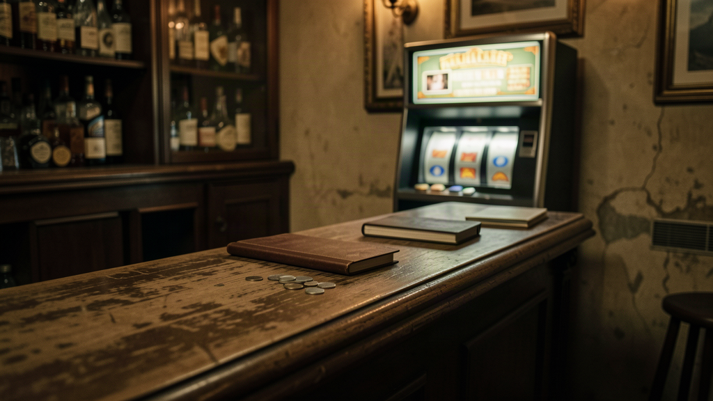 Slot machine accesa in un bar italiano