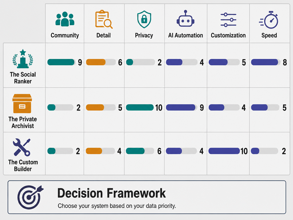Different foodies have different needs. Use this framework to decide if you prioritize social community features, AI-driven privacy, or total database customization.