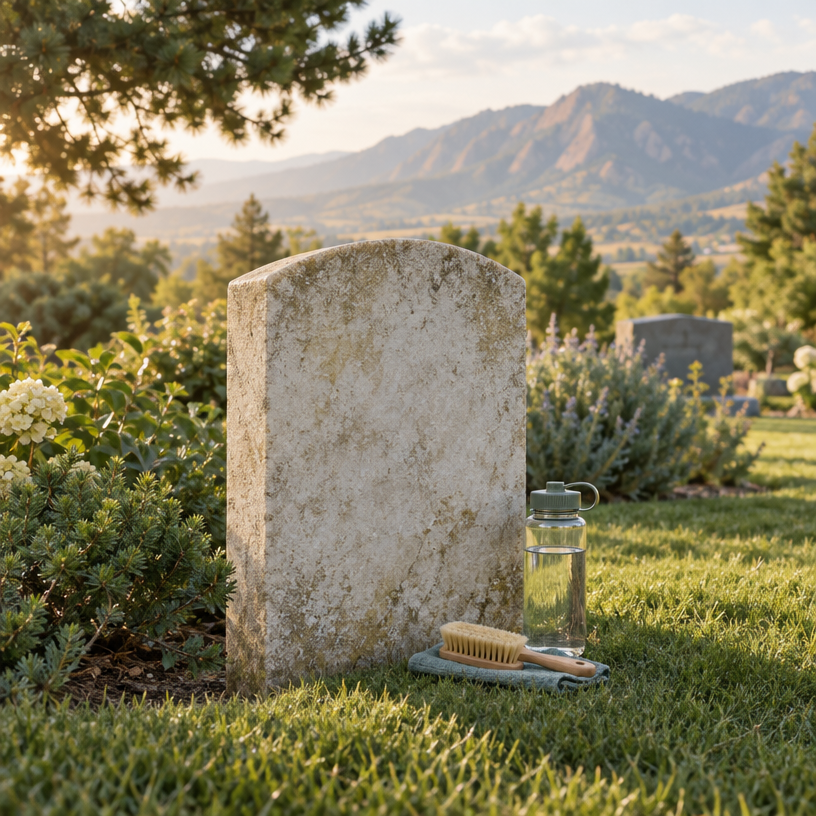 Illustration evoking quiet remembrance and respectful grave care.