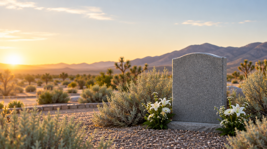 Generated illustration of a peaceful memorial setting, not a customer site or an example of completed cleaning.