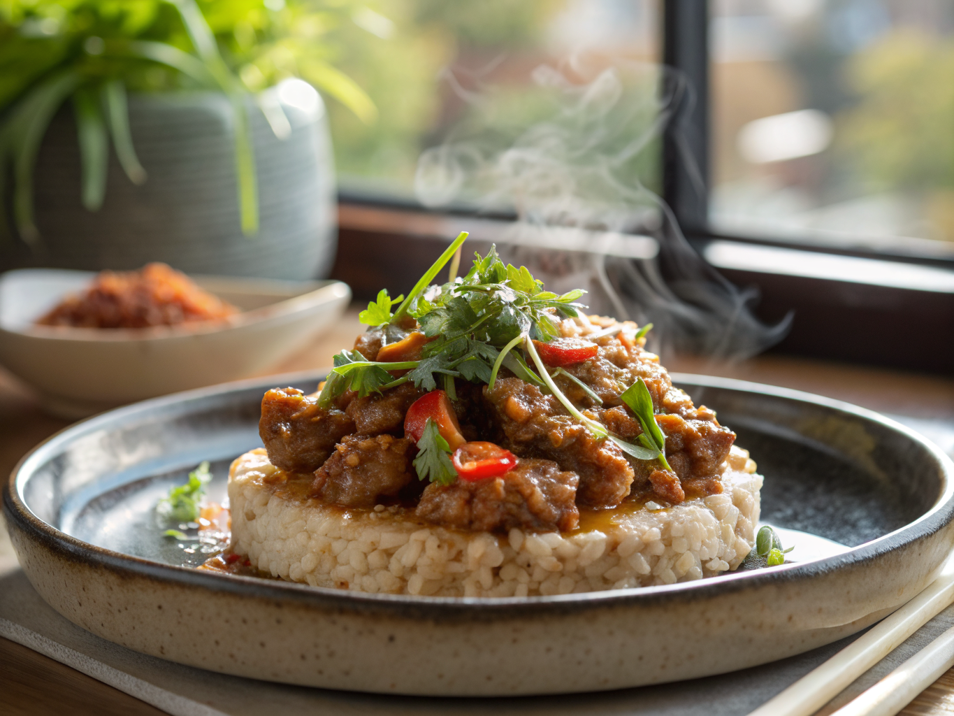 Spicy Pork Bulgogi with Crispy Rice Cakes