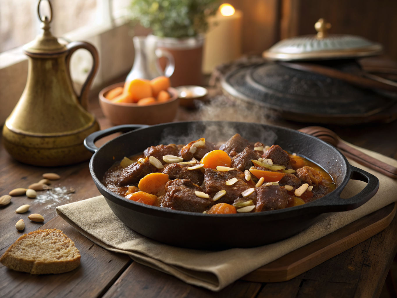 Slow-Cooked Lamb Tagine with Apricots and Almonds
