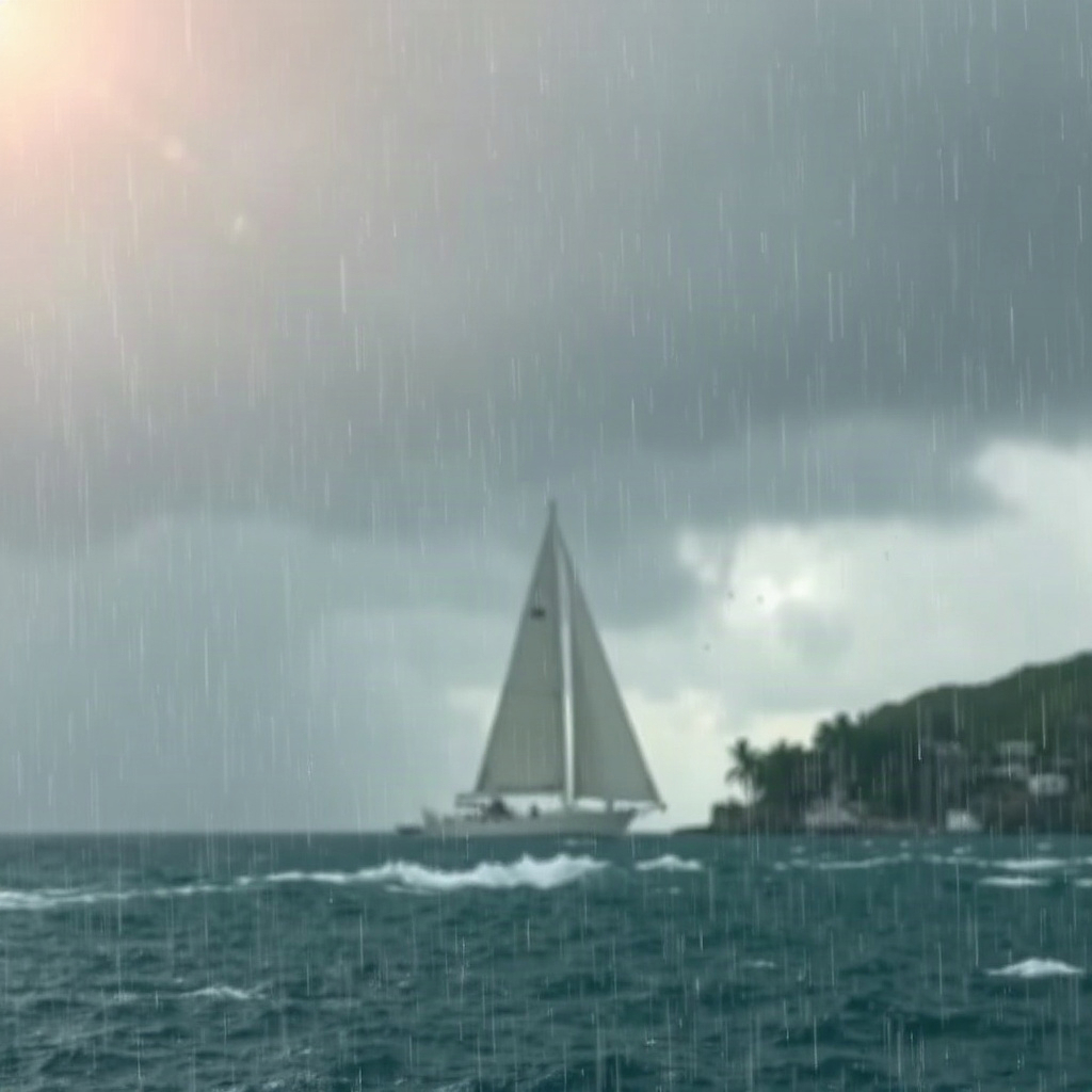 A Caribbean rainstorm with winds up to 80 knots.