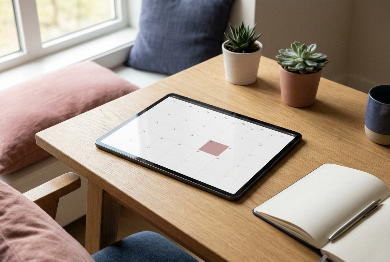 Agenda op een tablet die zich vult met een vervolgafspraak na het opvolgen van een offerte