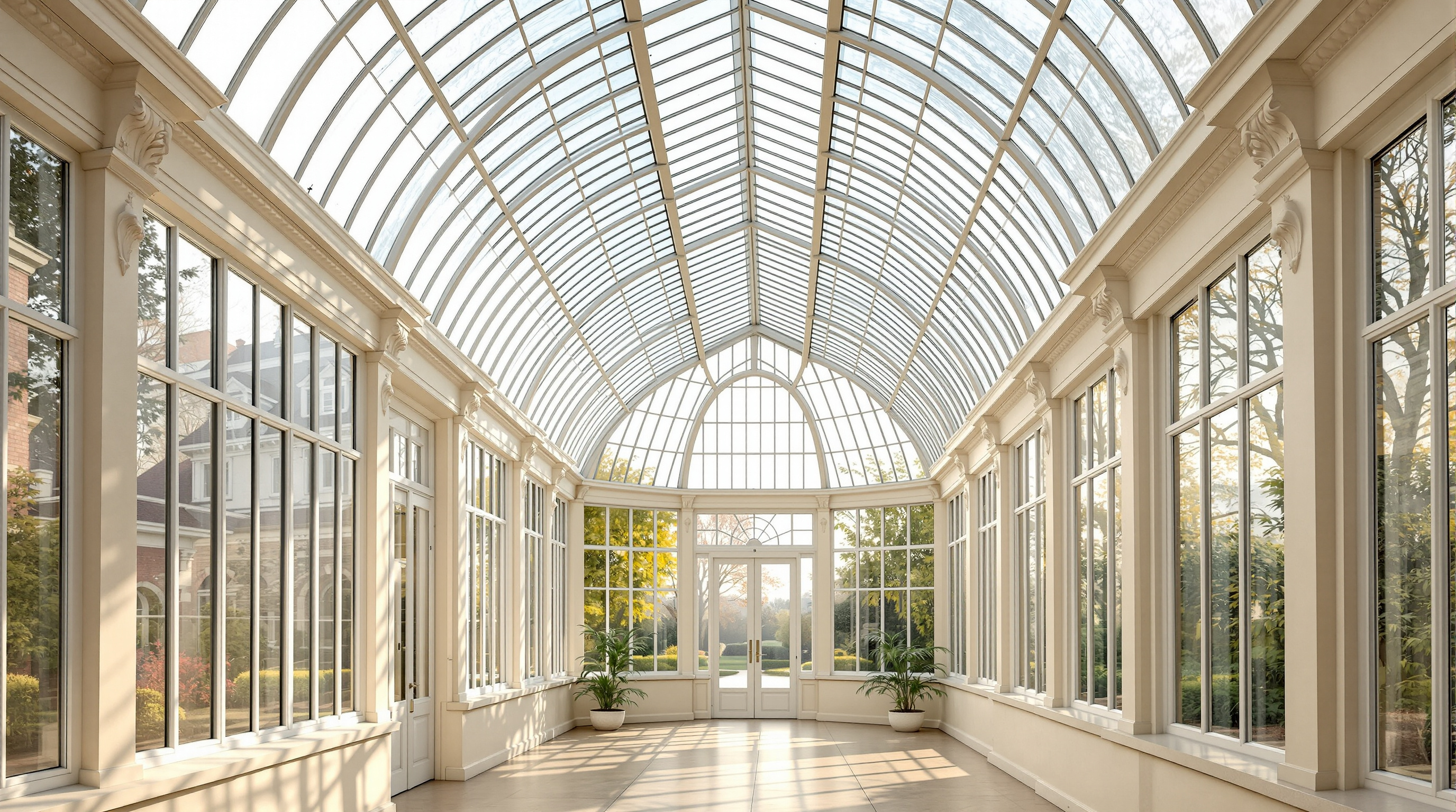 Victorian Glass Conservatory Interior with Ferns (Morning Light)