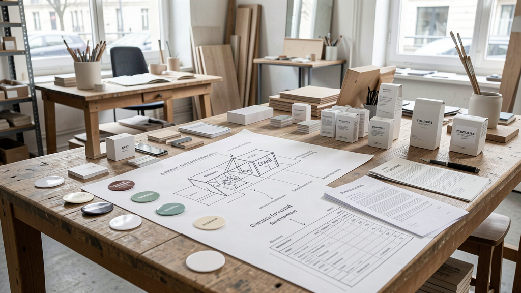 Table de préparation d'un événement marchand à Paris avec plans, produits et budget