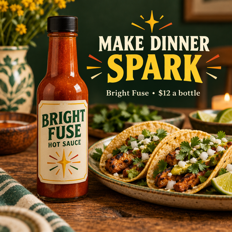 Bright Fuse hot sauce lifestyle food image