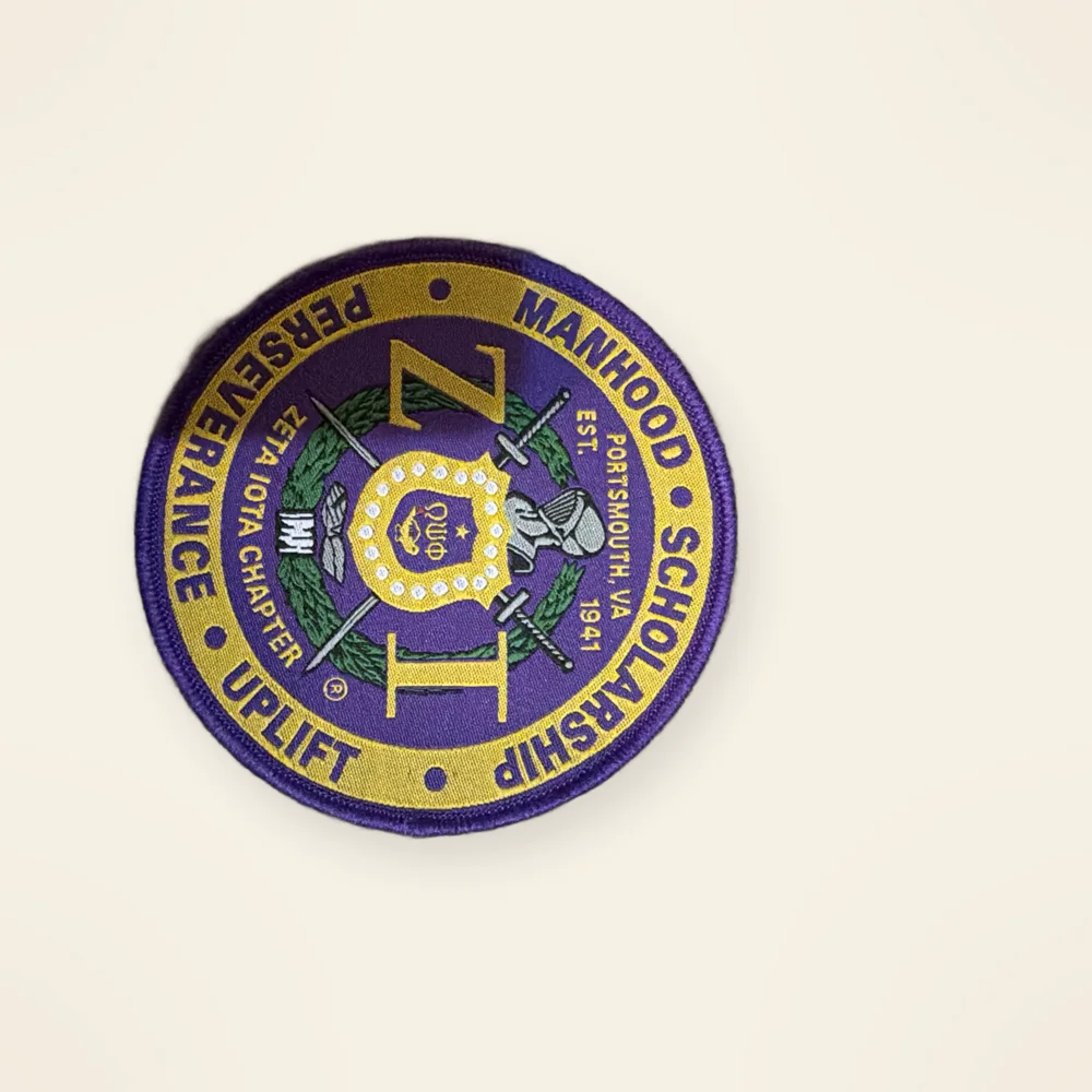 Embroidered round chapter crest patch