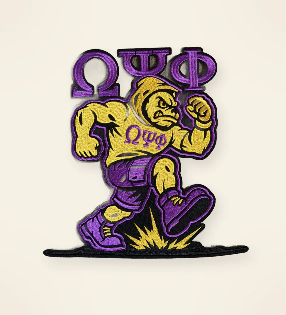 Large chenille and embroidered Omega bulldog patch