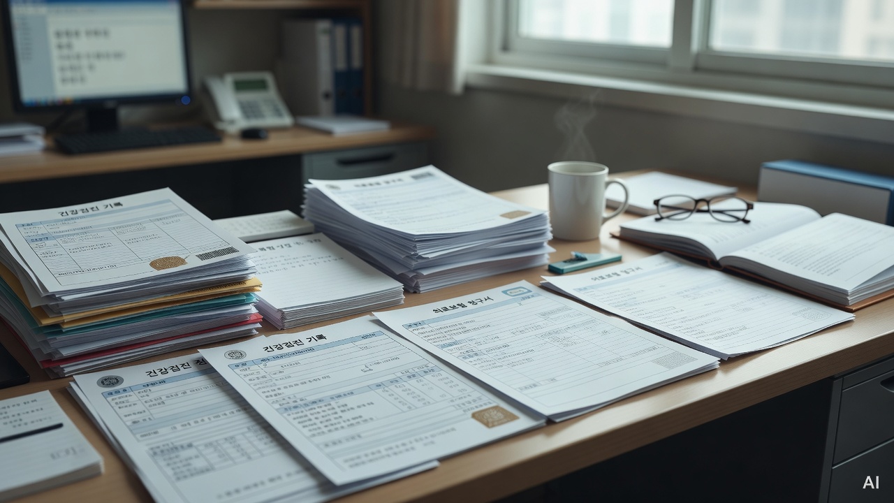 healthcare documents and insurance papers arranged on a desk