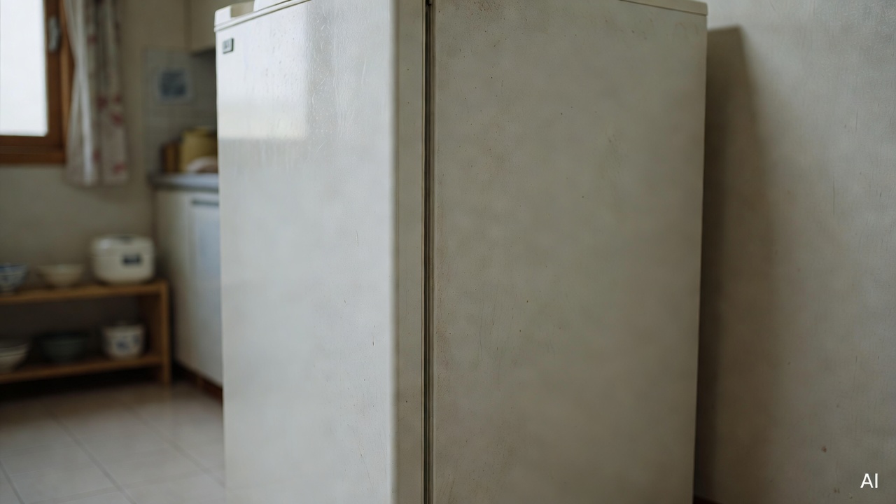 back panel of a refrigerator showing ventilation space from the wall